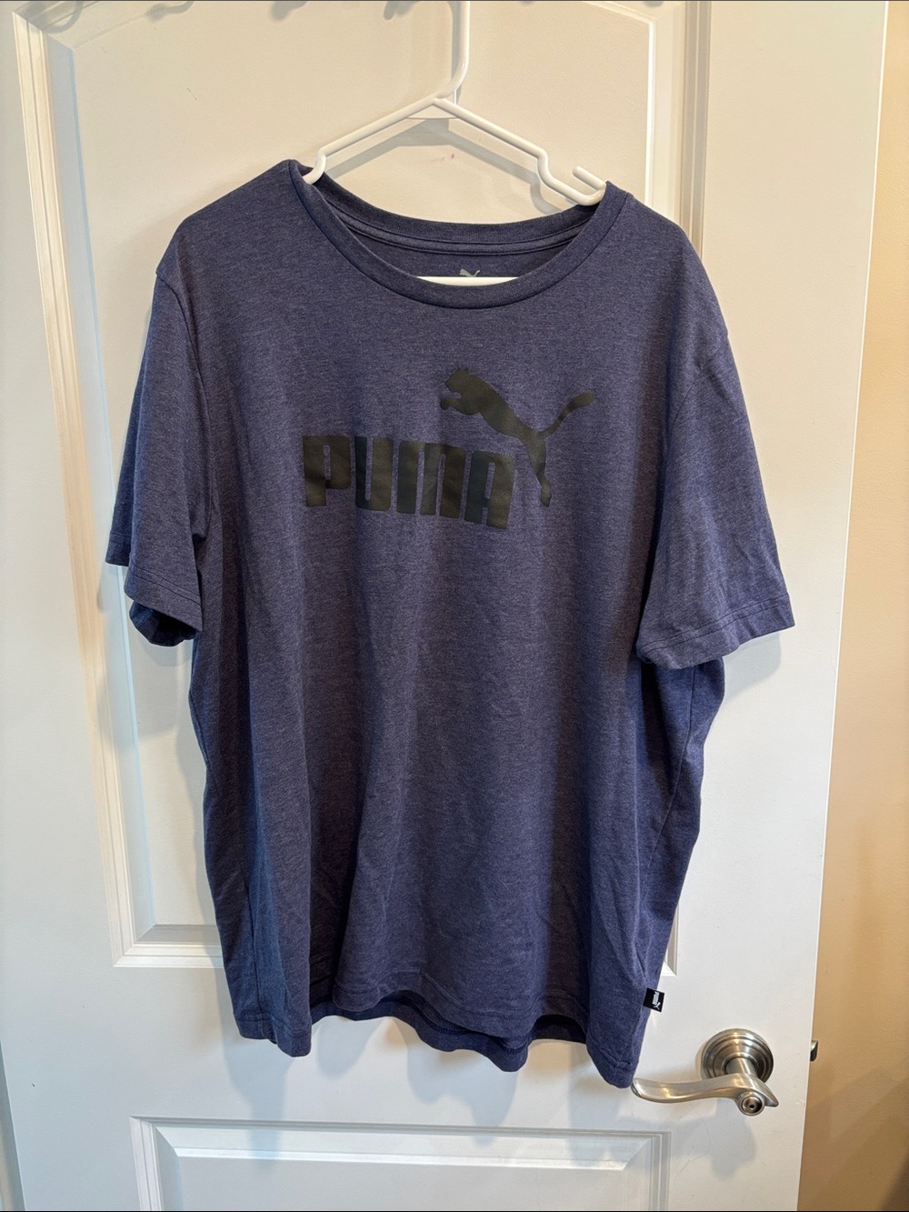 Puma Men’s Short Sleeve Logo Tee in Navy Blue with Black Logo